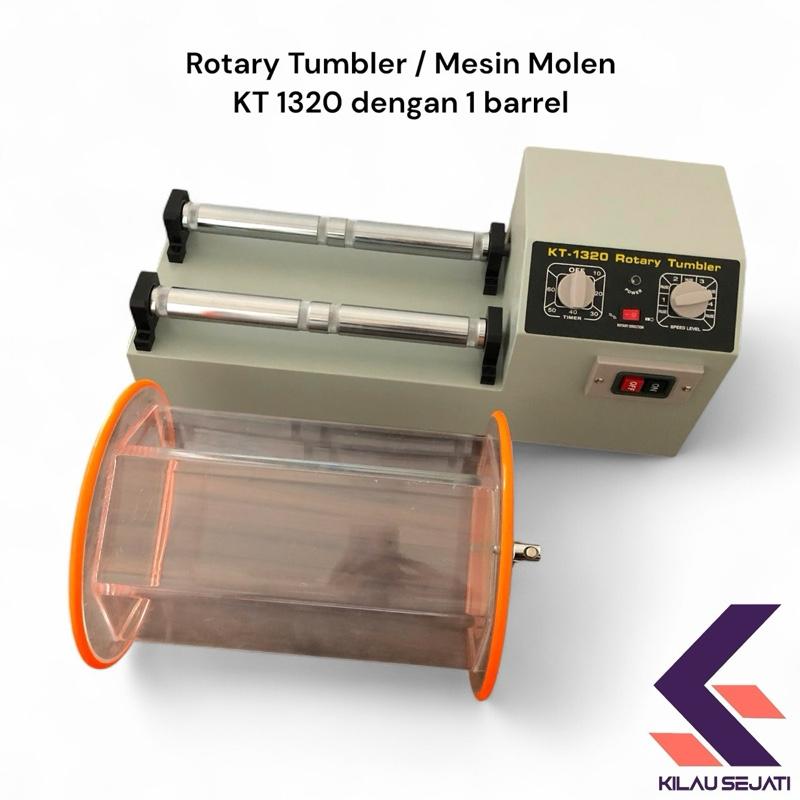 Mesin Molen Poles Perhiasan KT 1320 | Rotary Tumbler 1 Barrel Kapasitas 11kg | Auto-Reverse & 4 Speed