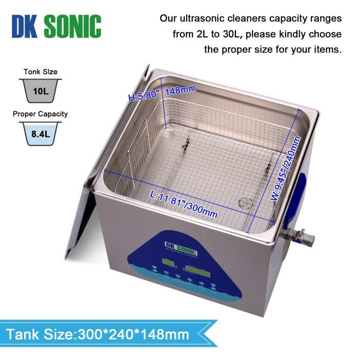 DK SONIC mesin pembersih ultrasonik dual getaran dengan pemanas 10 Lt