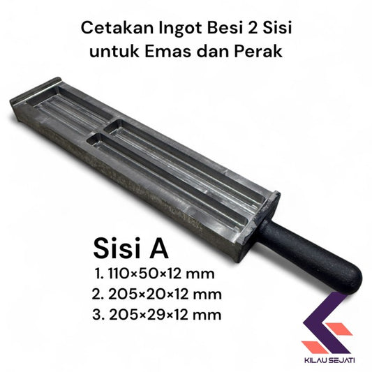 Cetakan Ingot Besi 2 Sisi untuk Emas & Perak | 8 Ukuran Pilihan | Tahan Panas & Tahan Lama