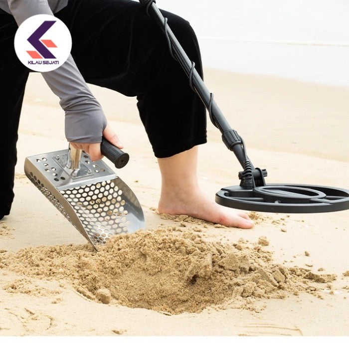 Sekop Pasir Plus Ayakan Untuk Menambang Emas, Sand Scoop for Metal Detecting, Metal Detector Scoop, Stainless Steel Sand Sifter Shovel, Fast Sifter Shovel for Underwater Treasure Hunting