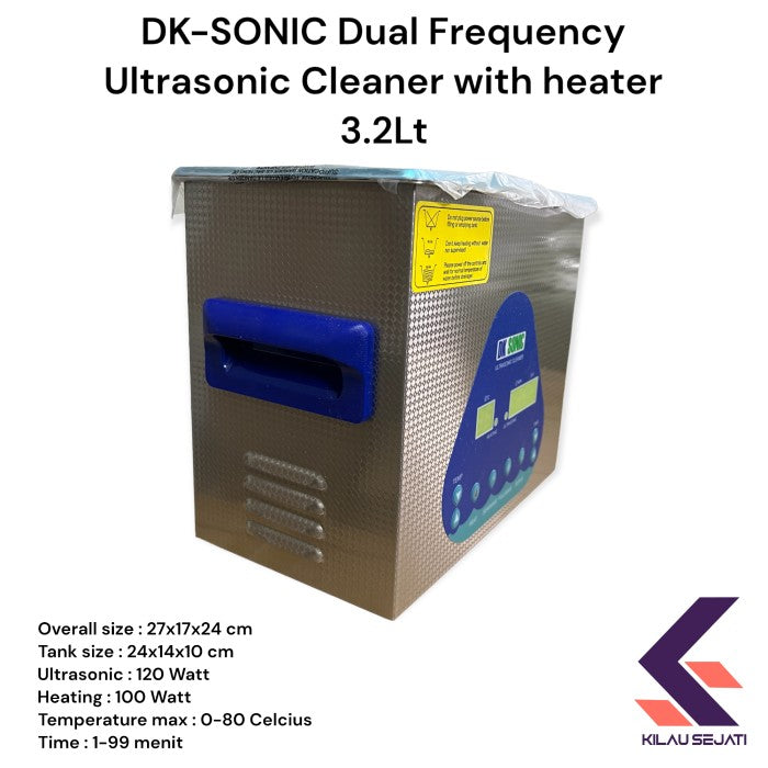 DK SONIC dual frequency digital ultrasonic cleaner with heater 3.2 Lt