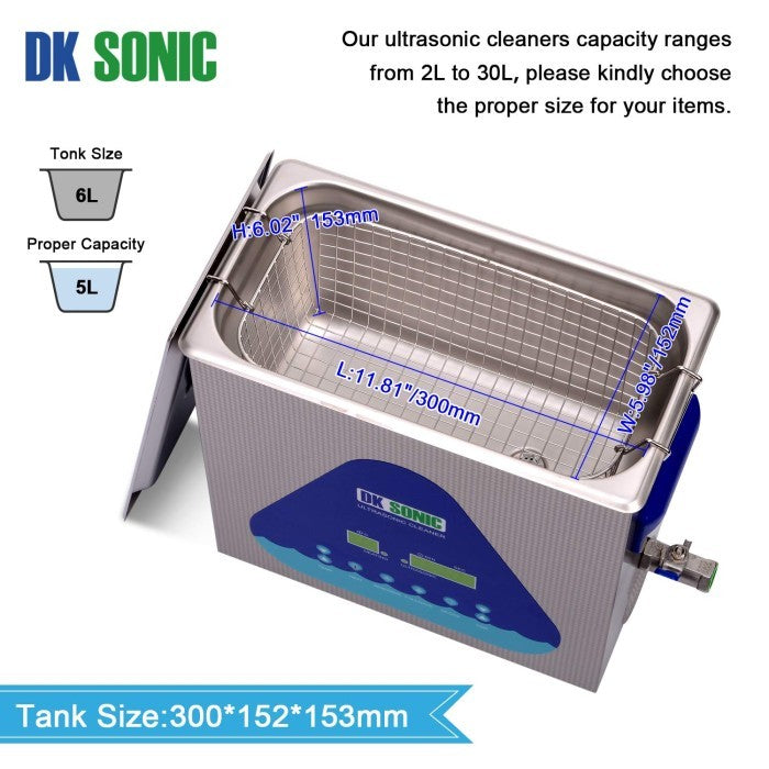 DK SONIC mesin pembersih ultrasonik dual getaran dengan pemanas 6.5 Lt
