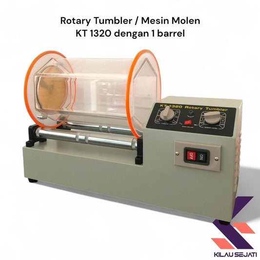Mesin Molen Poles Perhiasan KT 1320 | Rotary Tumbler 1 Barrel Kapasitas 11kg | Auto-Reverse & 4 Speed