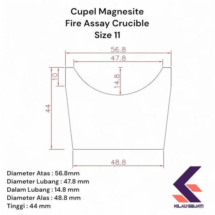 Cupel Magnesite Fire Assay Crucible size 11