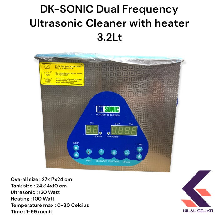 DK SONIC dual frequency digital ultrasonic cleaner with heater 3.2 Lt