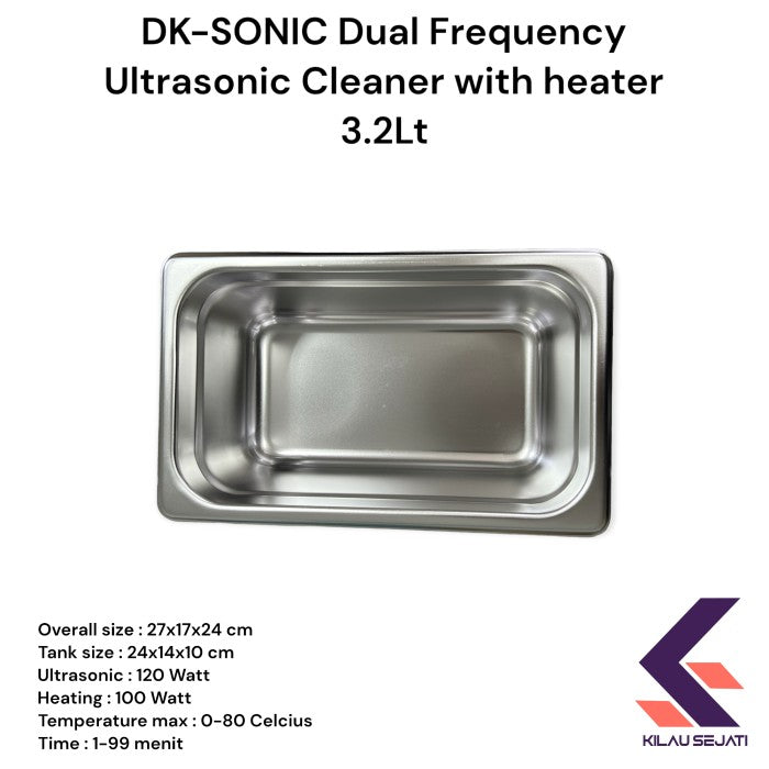 DK SONIC dual frequency digital ultrasonic cleaner with heater 3.2 Lt